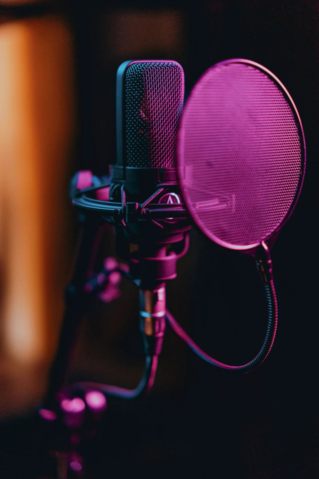 Podcast microphone close-up